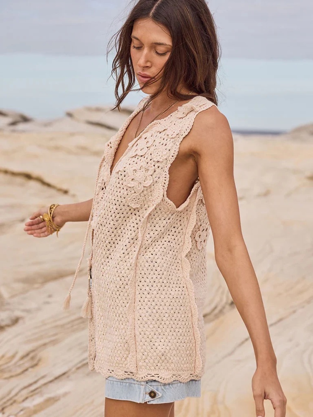 Spell NWT Paradise Found Vest - Sand Dune - Size XS - Picture 9 of 11